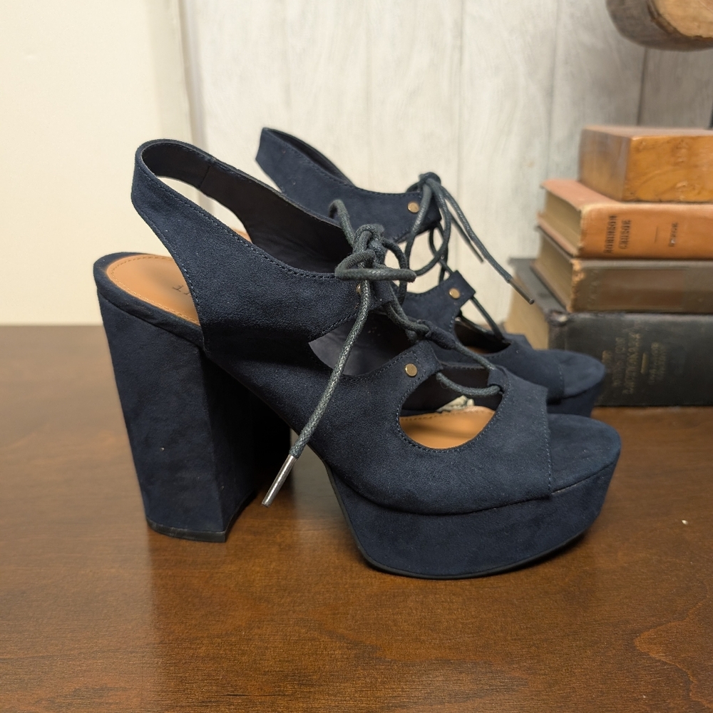 Indigo Rd Navy Lace-Up Platforms - Picture 8 of 8